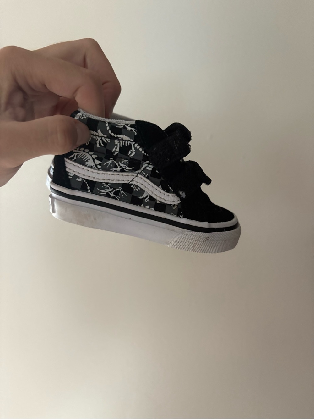 Baby Vans Black Floral Skate Shoe with White Stripe